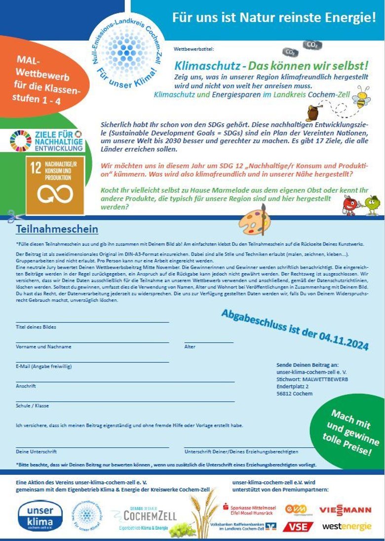 Teilnahmeschein mit Informationen zum Malwettbewerb