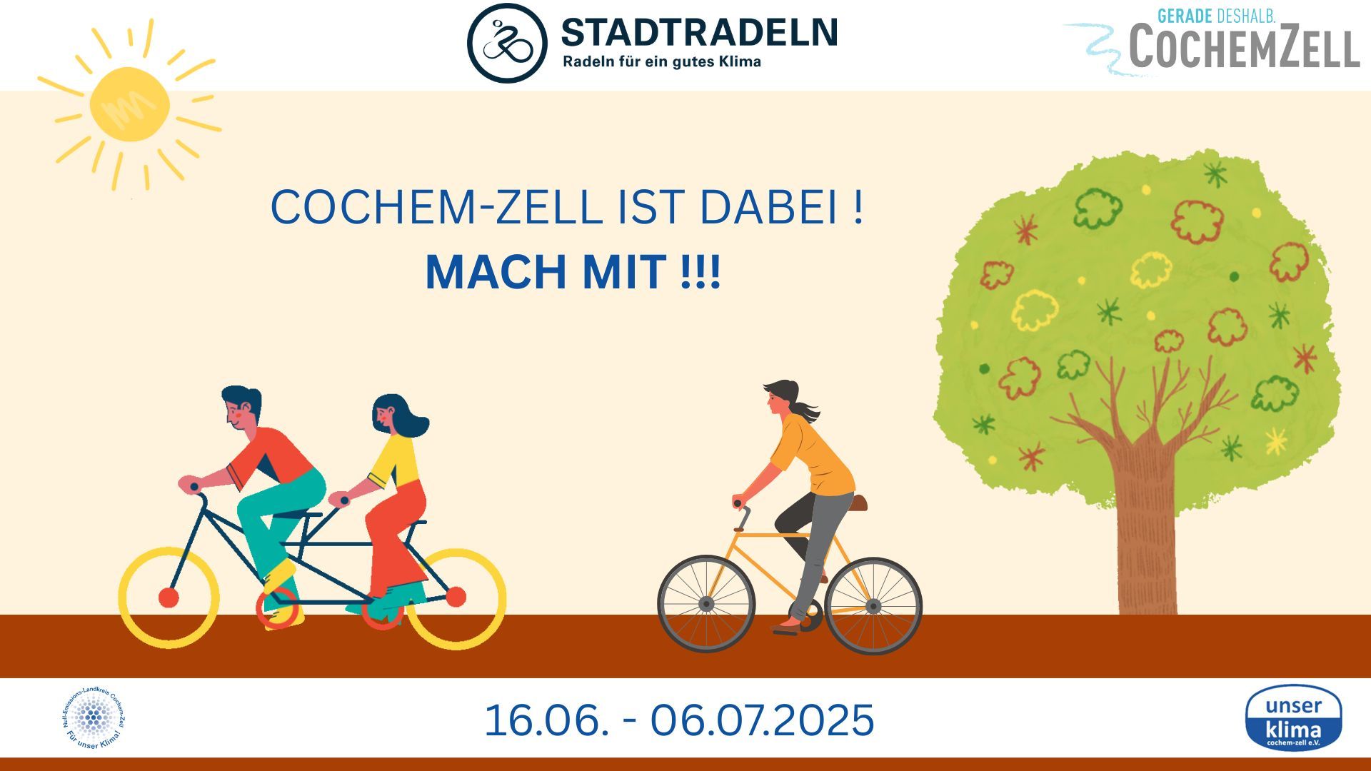 Stadtradeln 2025, Cochem-Zell ist dabei! Macht mit !!! 16. Juni bis 06. Juli