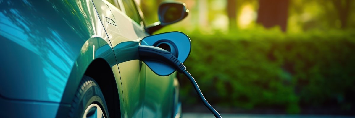 E-Auto angesteckt an Ladesäule