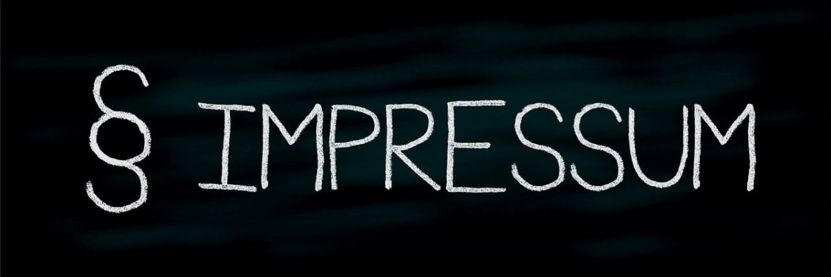 Impressum Weiße Schrift auf Schwarzem Hintergund: Impressum