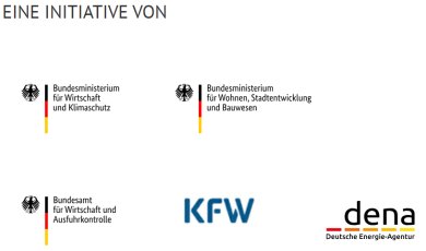 Eine Initiative von: Bundesministerium für Wirtschaft und Klimaschutz; Bundesministerium für Wohnen, Stadtentwicklung und Bauwesen; Bundesamt für Wirtschaft und Ausfuhrkontrolle; KfW; dena (Deutsche Energie-Agentur)