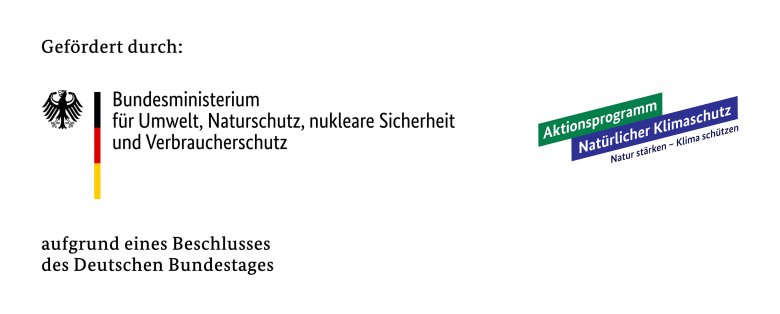Gefördert durch: Bundesministerium für Umwelt, Naturschutz, nukleare Sicherheit und Verbraucherschutz aufgrund eines Beschlusses des Deutschen Bundestags; Aktionsprogramm Natürlicher Klimaschutz: Natur stärken - Klima schützen